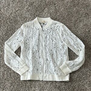 Eesome Off- White Lace Bomber Jacket size Large